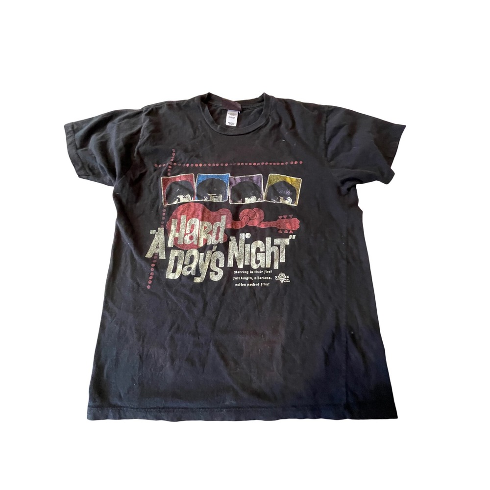 Vintage Beatles A Hard Days Night Shirt 2004 Black Graphic Tee Mens Medium